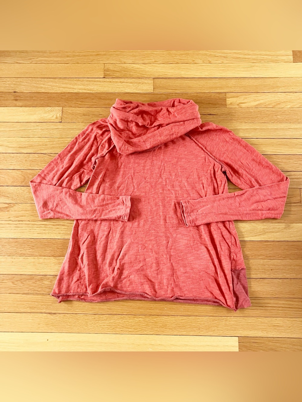 Free People Beach Rust Orange Cotton Summer Cocoon Cowl Neck Pullover Top Small